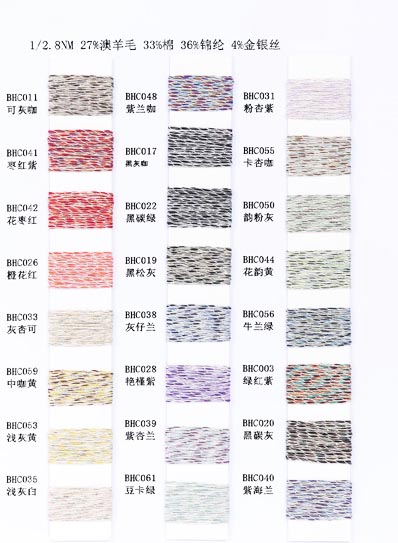 1/2.8NM 27% Wolle 33% Baumwolle 36% Nylon 4% Metallic