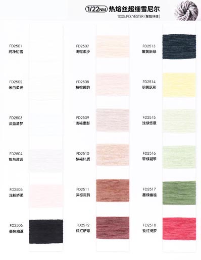 1 / 22nm te leá ultra-fíneáil Chenille 100% Poileistear