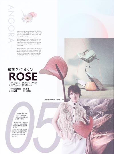 2/24 NM ROSA 40% Angora 5% Merinowolle 20% Viskose 35% Nylon