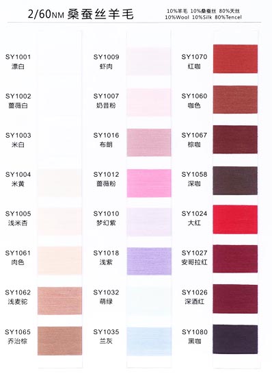 2 / 60nm Mulberry silkki ja Villa 10% Villa 10% silkki 80% Tencel