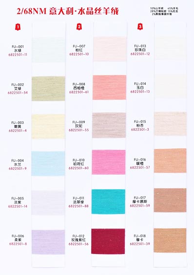 2/68nm Italialainen kristalli silkki kashmir 10% Kashmir 45% Villa 28% Viskoosi 15% Nylon 2% metallinen (polyesterikalvo)