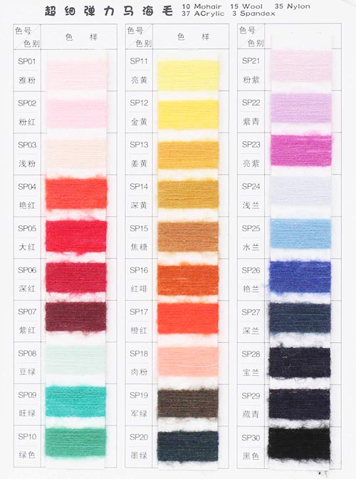 1/13NM 37% Acryl 35% Nylon 15% wol 10% Mohair 3%Spandex