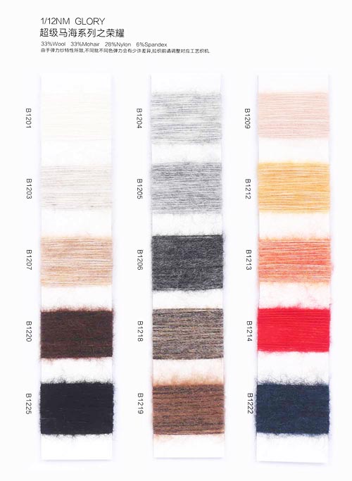 1/12NM 33% wol 33% Mohair 28% Nylon 6% Spandex